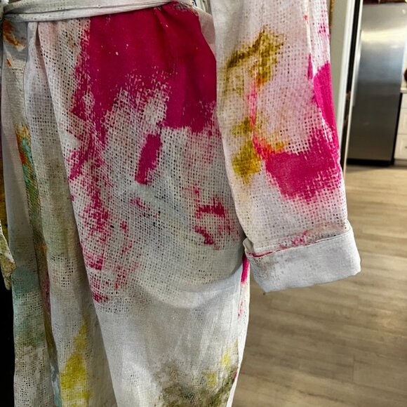 KERRI ROSENTHAL multi color abstract design lightweight knee length ROBE - Picture 3 of 6